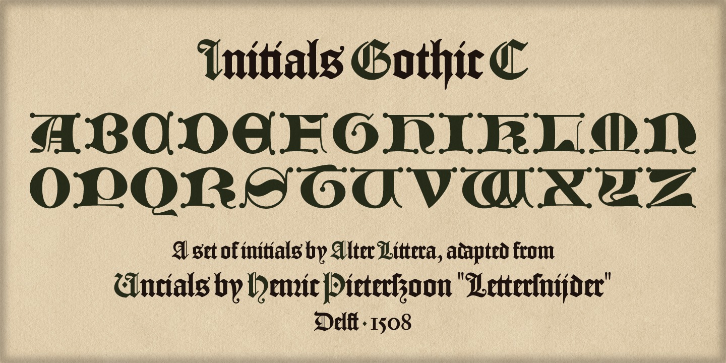 Przykład czcionki Initials Gothic C